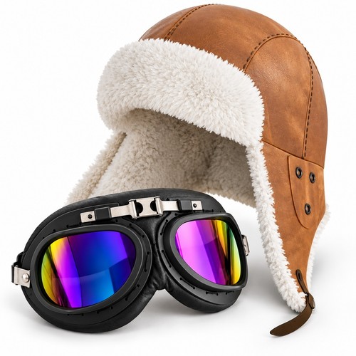 Leder fliegermütze - leder,